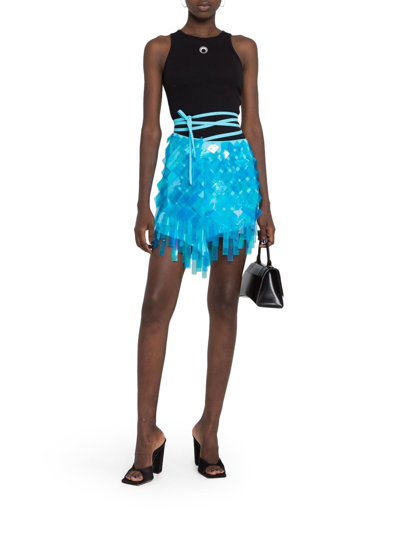 Attico Aurelie Embellished Mini Skirt In Blue