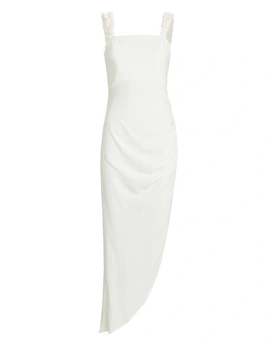 Shop Just Bee Queen Aria Ruched Asymmetric Dress In White