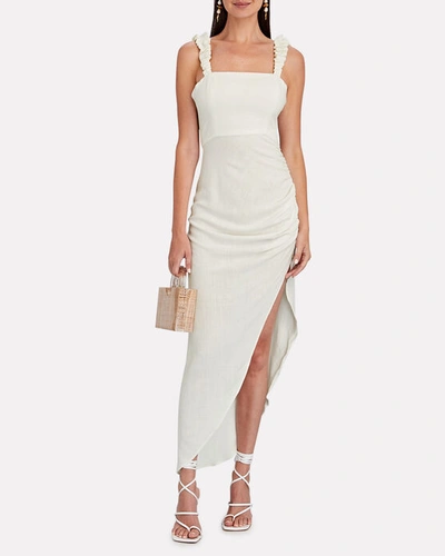 Shop Just Bee Queen Aria Ruched Asymmetric Dress In White