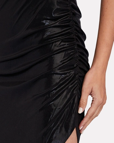 Shop Norma Kamali Strapless Draped Jersey Midi Dress In Black
