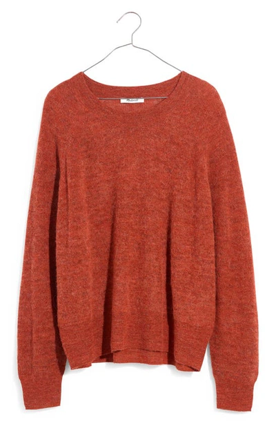 Shop Madewell Elliston Crop Pullover Sweater In Heather Brick