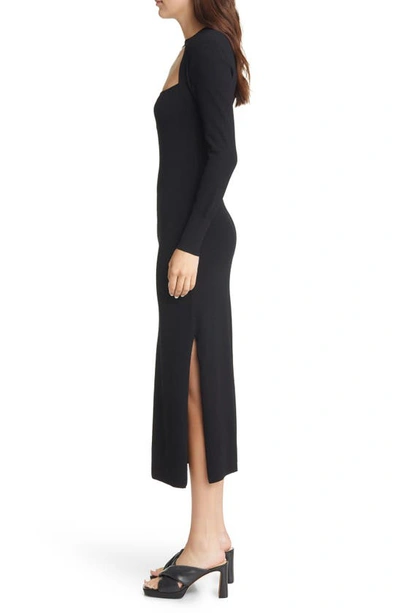 Shop Moon River Cutout Long Sleeve Midi Sweater Dress In Black
