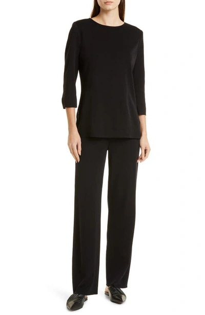 Misook Plus Size 3/4-sleeve Layering Shell In Black
