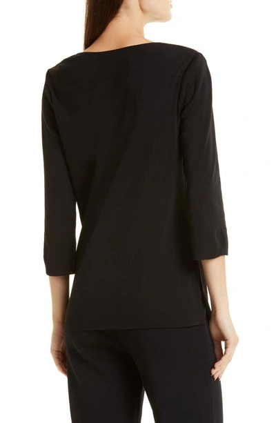 Misook Plus Size 3/4-sleeve Layering Shell In Black