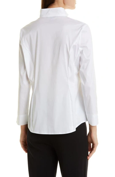 Misook Stand Collar Button-up Shirt In White