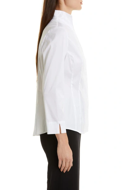Misook Stand Collar Button-up Shirt In White