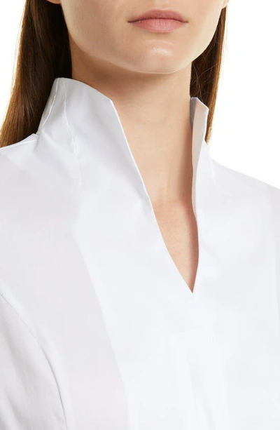 Misook Stand Collar Button-up Shirt In White
