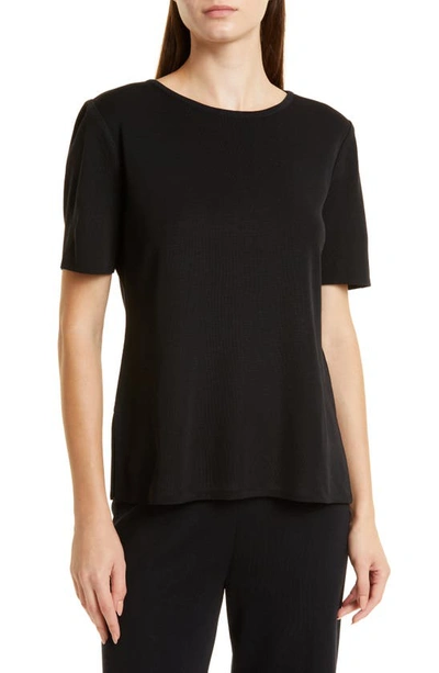 Shop Misook Short Sleeve Knit Tunic Top In Black