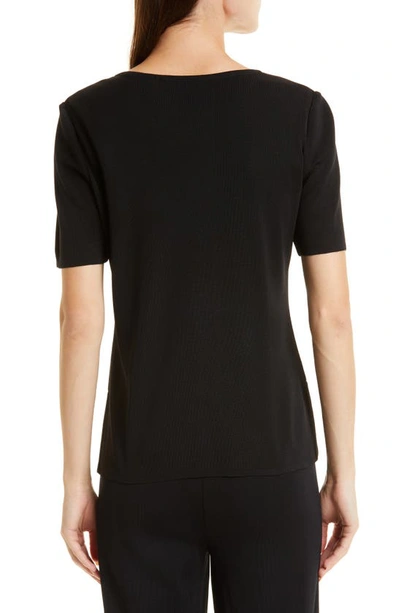 Shop Misook Short Sleeve Knit Tunic Top In Black