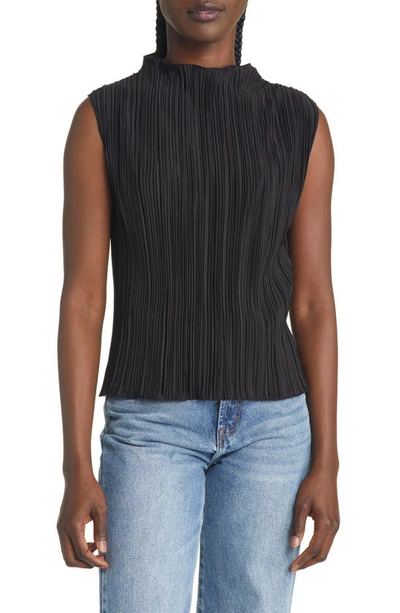 Rails Trea Sleeveless Plissé Top In Black