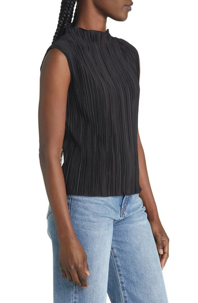 Rails Trea Sleeveless Plissé Top In Black