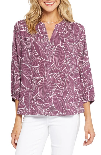 Shop Nydj High/low Crepe Blouse In Burton Valley
