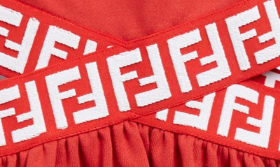 Shop Fendi Kids' Ff Logo Cutout Cotton Dress In F18o4 Red