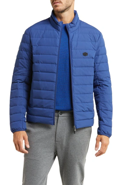Shop Emporio Armani Down Puffer Coat In Solid Medium Blue