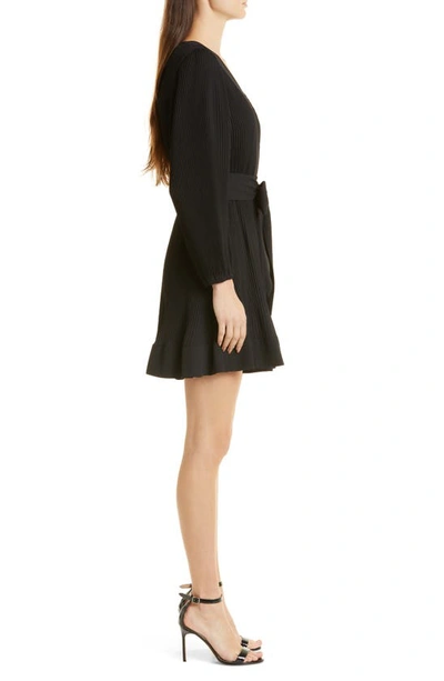 Shop Milly Liv Pleated Long Sleeve Dress In Black