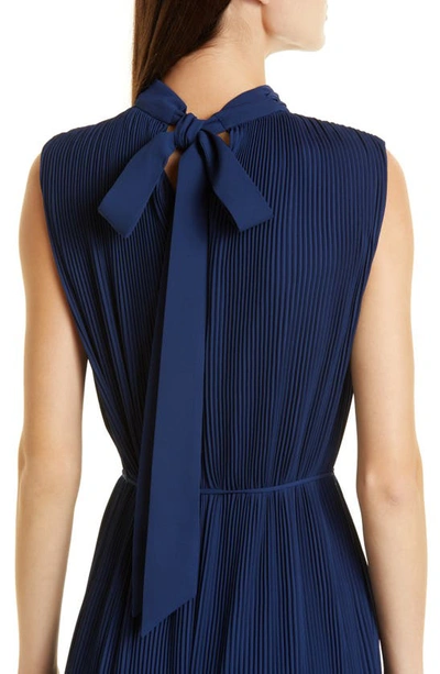 Shop Milly Milina Micropleat Sleeveless Dress In Navy