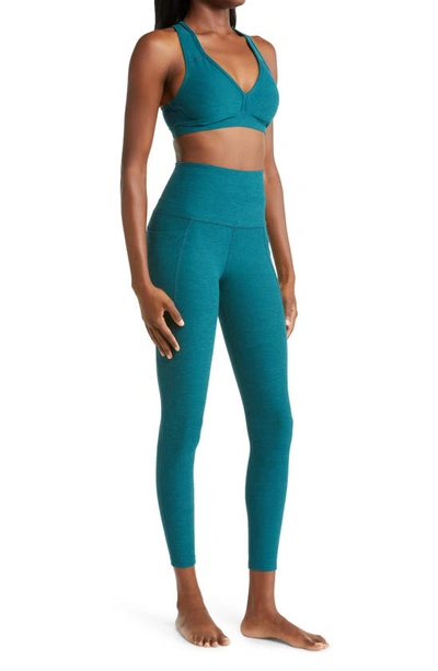 Shop Beyond Yoga Beyond Space Dye High Waist Pocket Leggings In Deep Sea Heather