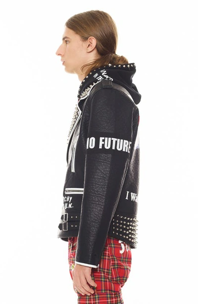 Shop Cult Of Individuality Sex Pistols Faux Leather Biker Jacket In Black
