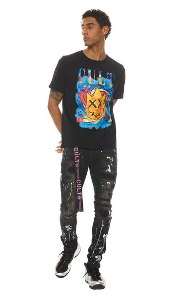 CULT OF INDIVIDUALITY PUNK BELTED RIP & REPAIR SUPER SKINNY JEANS 