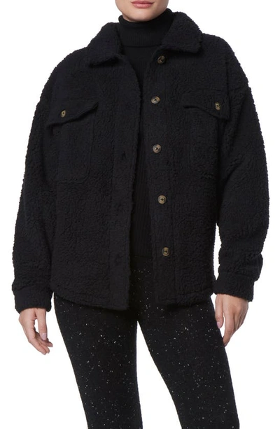 Shop Marc New York Textured Fleece Shirt Jacket In Black