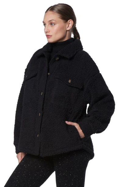 Shop Marc New York Textured Fleece Shirt Jacket In Black
