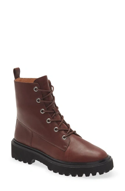 Shop Madewell The Rayna Lace-up Boot In Dark Cabernet