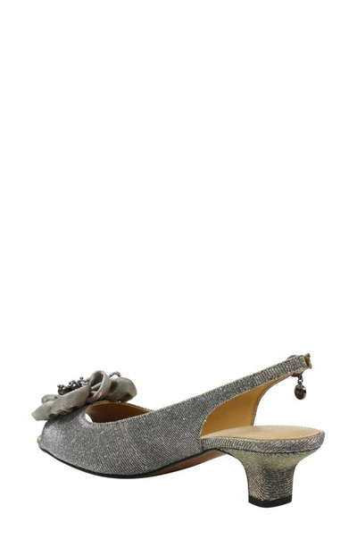 J. Reneé Leonelle Slingback Kitten Heel Sandal In Pewter Glitter Fabric