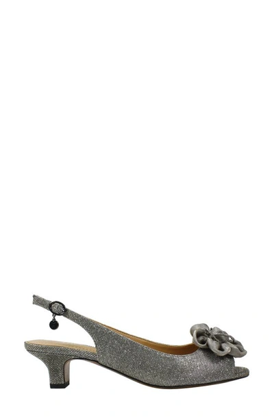 Shop J. Reneé Leonelle Kitten Heel Slingback Sandal In Pewter Glitter Fabric