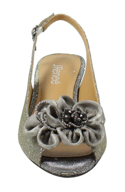 J. Reneé Leonelle Slingback Kitten Heel Sandal In Pewter Glitter Fabric