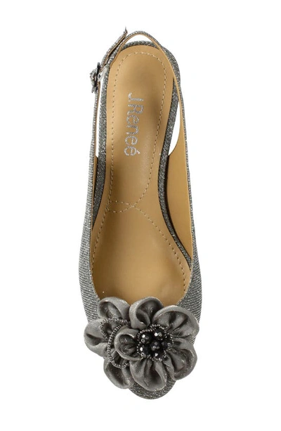 Shop J. Reneé Leonelle Kitten Heel Slingback Sandal In Pewter Glitter Fabric