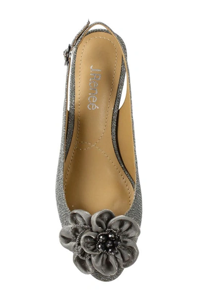 J. Reneé Leonelle Slingback Kitten Heel Sandal In Pewter Glitter Fabric