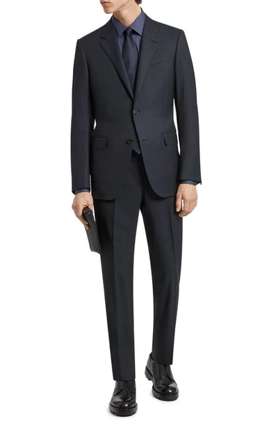 Zegna 15milmil15 Micro Pattern Wool Suit In Blue
