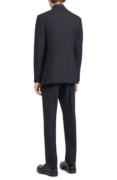 Zegna 15milmil15 Micro Pattern Wool Suit In Blue
