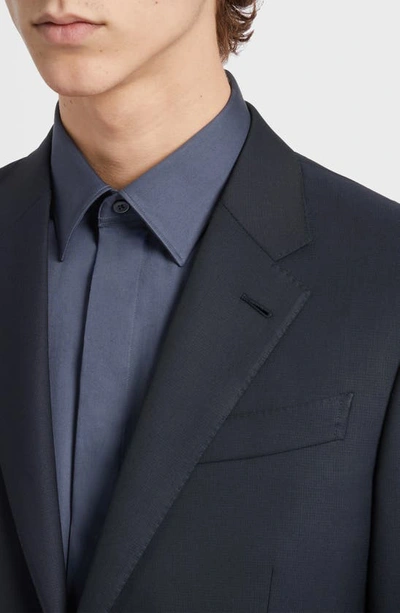 Zegna 15milmil15 Micro Pattern Wool Suit In Blue