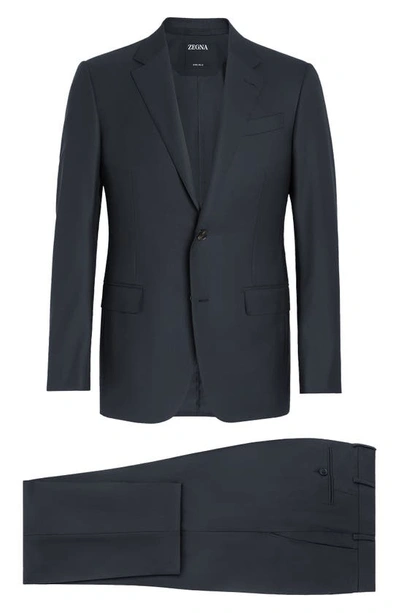 Shop Zegna 15milmil15 Micro Pattern Wool Suit In Blue