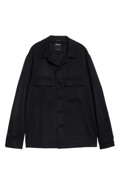 Shop Zegna Oasi Cashmere Overshirt In Navy
