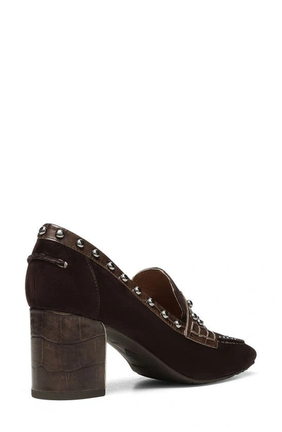 Shop Donald Pliner Cormac Stud Block Heel Loafer In Dark Brown