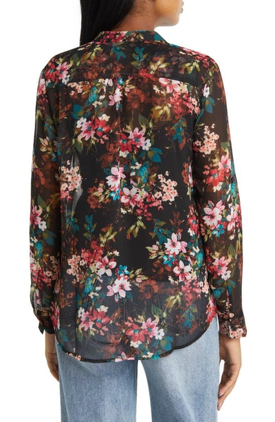 Shop Kut From The Kloth Jasmine Chiffon Button-up Shirt In Quartu Bouquet Black Brown
