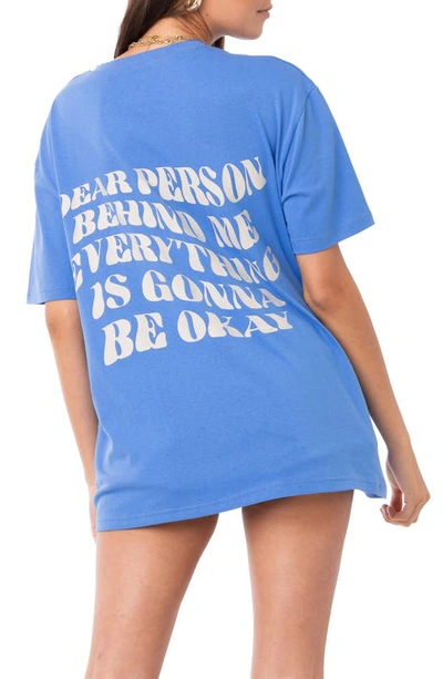 Edikted Dear Person Oversize Graphic Tee In Blue
