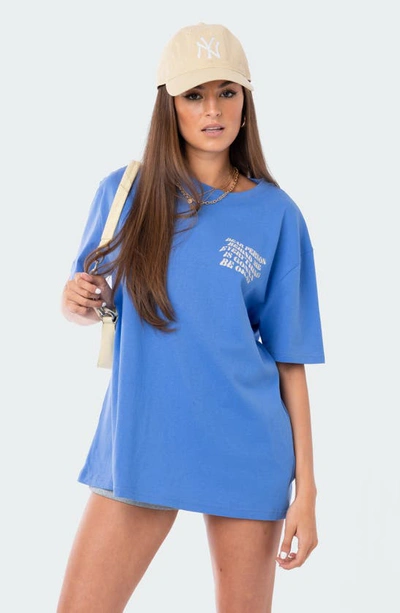 Edikted Dear Person Oversize Graphic Tee In Blue
