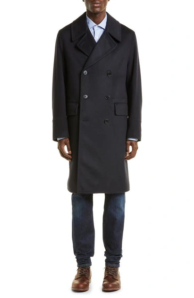Shop Mackintosh Redford Double Breasted Wool & Cashmere Coat In Navy