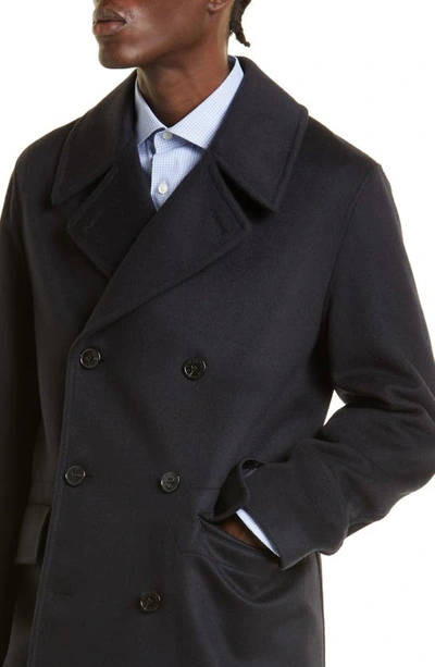Shop Mackintosh Redford Double Breasted Wool & Cashmere Coat In Navy