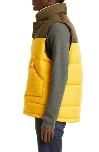 Shop Mackintosh Colorblock Puffer Vest In Corn/ Khaki