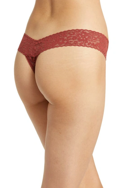 Shop Hanky Panky Daily Lace Low Rise Thong In Shiraz Red