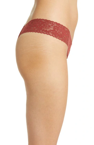 Shop Hanky Panky Daily Lace Low Rise Thong In Shiraz Red