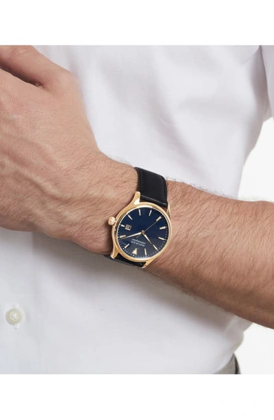 Shop Movado Heritage Leather Strap Watch, 40mm In Navy