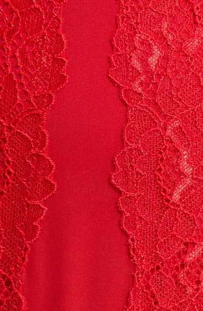 Black Bow Henny Satin & Lace Thong Bodysuit In Tango Red