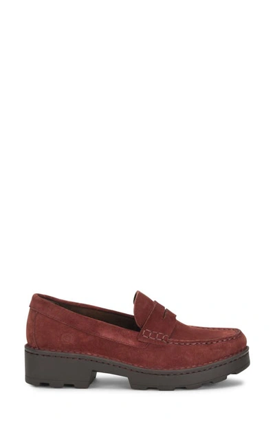 Brn Carrera Suede Loafer In Burgundy Suede