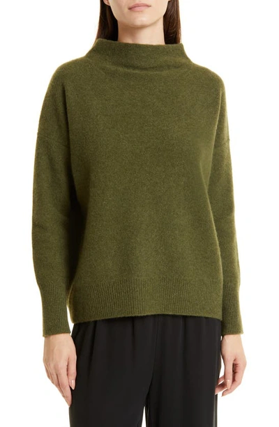 Shop Vince Boiled Cashmere Funnel Neck Pullover In Bay Leaf