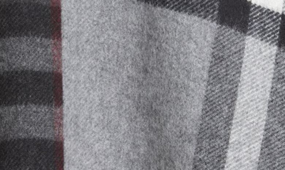 Shop Burberry Split Check Fringe Trim Cashmere Cape In Grey/ Charcoal